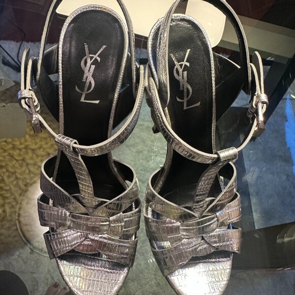 YSL Silver 6" heels. - Picture 3 of 5